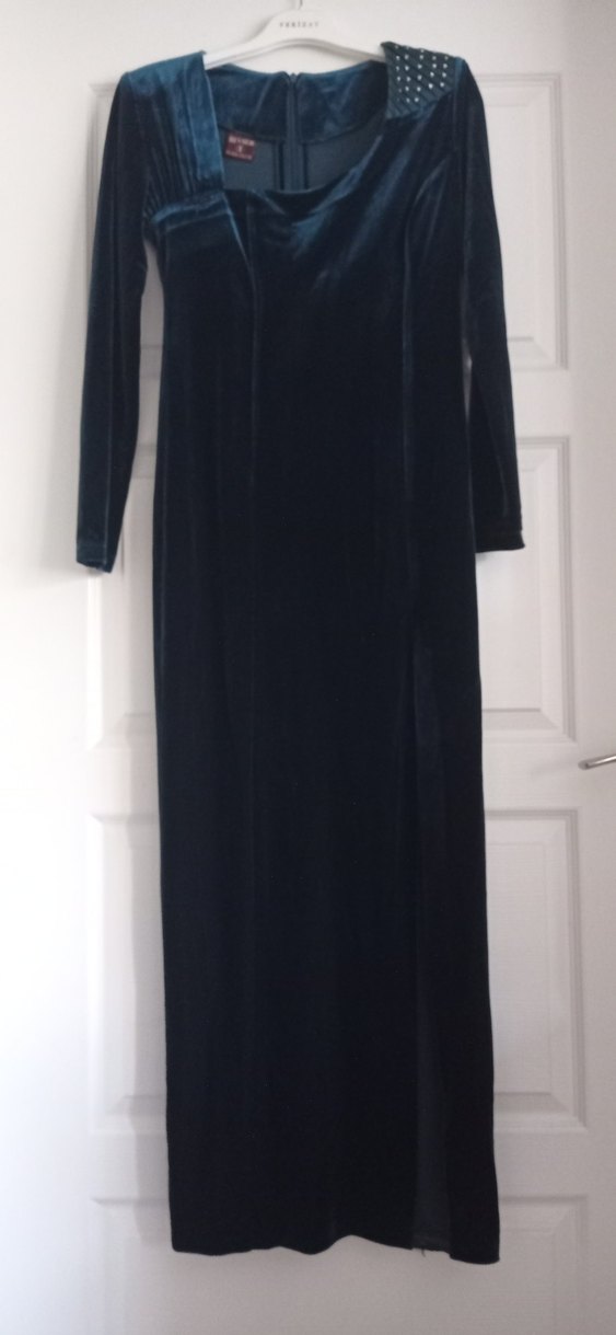 Koyu Zümrüt Uzun Kollu Abiye Elbise - Görsel 2