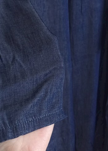 Düğmeli Uzun Kot Görünümlü Elbise - Görsel 7