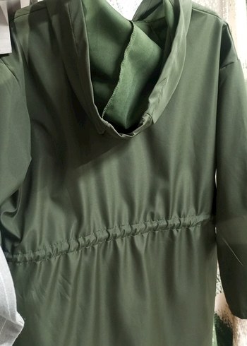 Kadın Haki Kapüşonlu Uzun Yağmurluk - Görsel 7