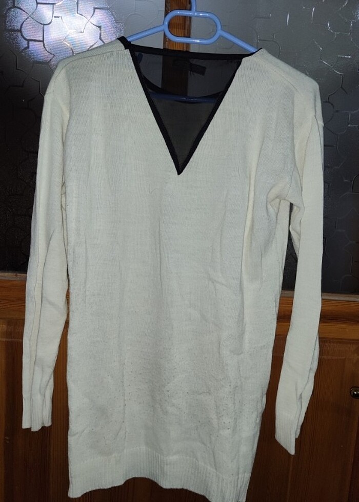 Kadın <aksesuar detaylı kazak <dekolteli - Görsel 2