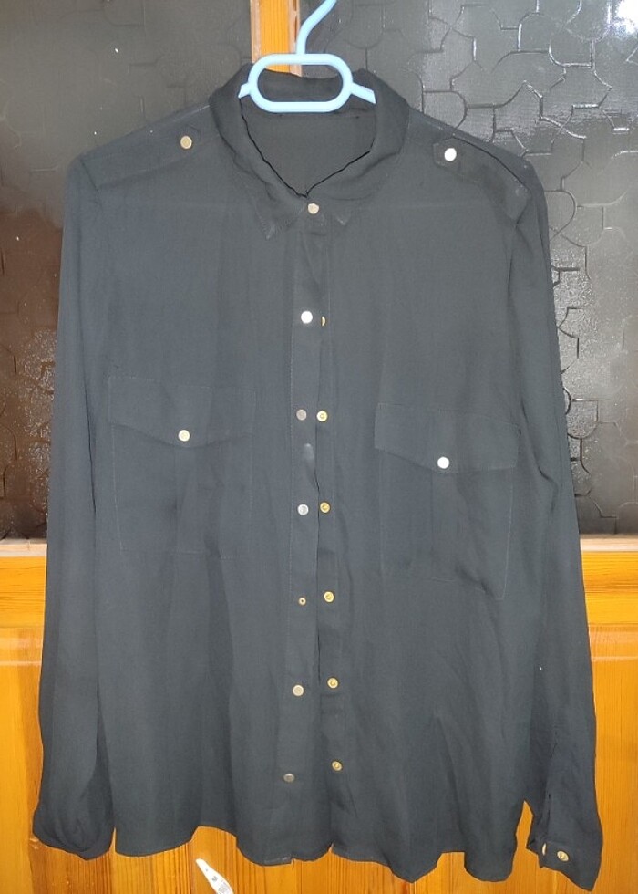 Siyah yazlık gömlek <kadın - Görsel 4