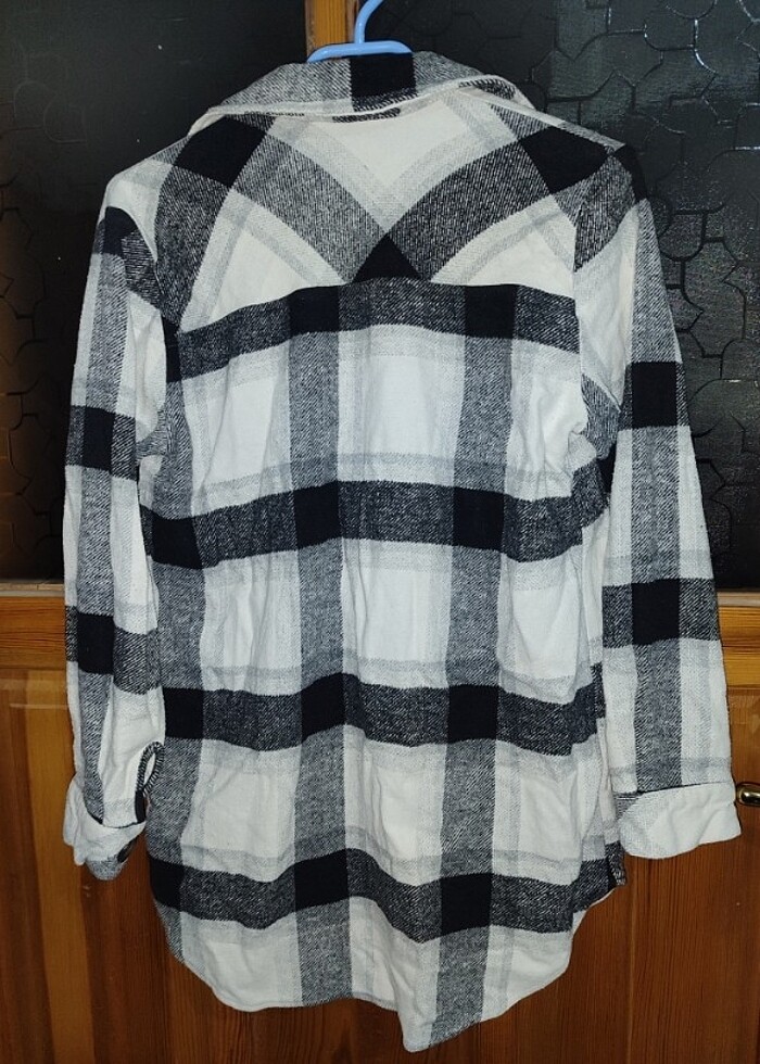 Erkek siyah beyaz gömlek <oduncu gömleği - Görsel 4