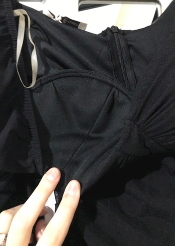 Siyah Gotik Drapeli Midi Elbise - Görsel 2