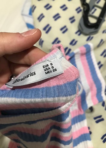 Pembe Çizgili Pamuklu Tişört - Görsel 2