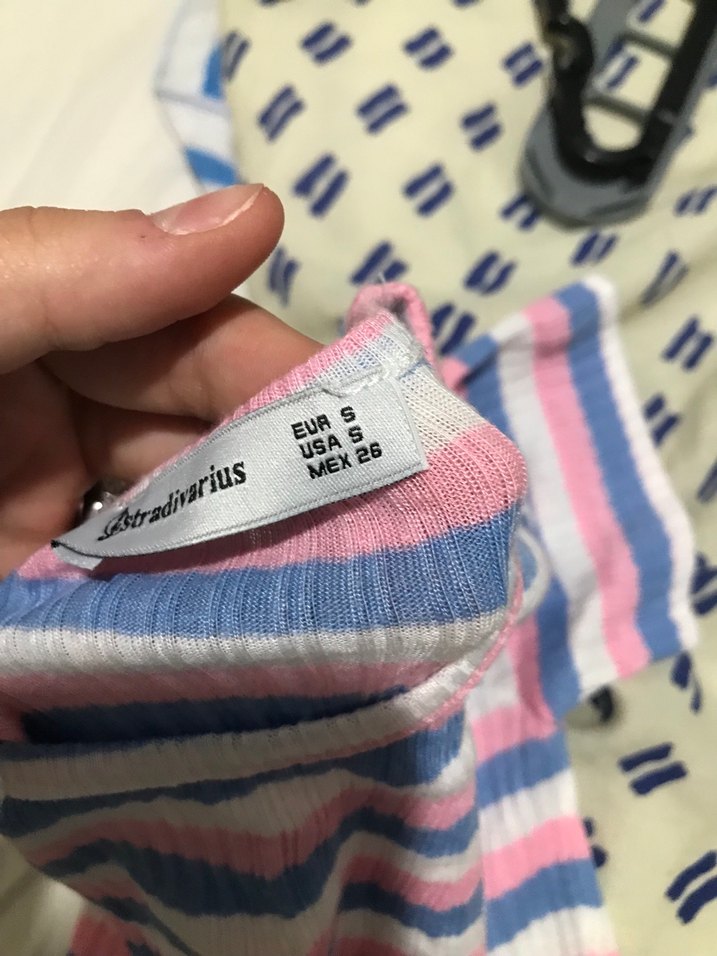 Pembe Çizgili Pamuklu Tişört - Görsel 2