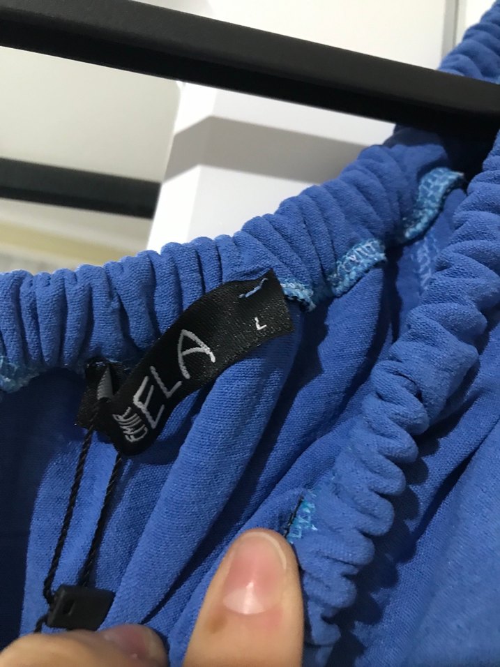 Koyu Mavi Volanlı Midi Straplez Elbise - Görsel 2