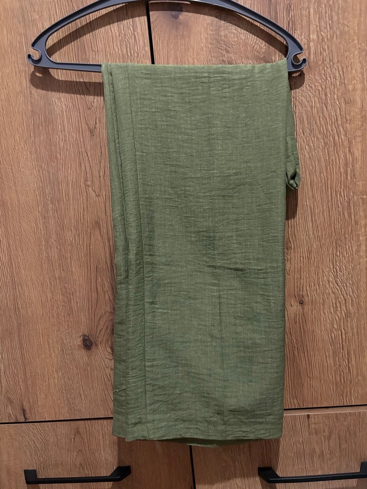 Kadın Haki Keten Pilili Pantolon - Görsel 2