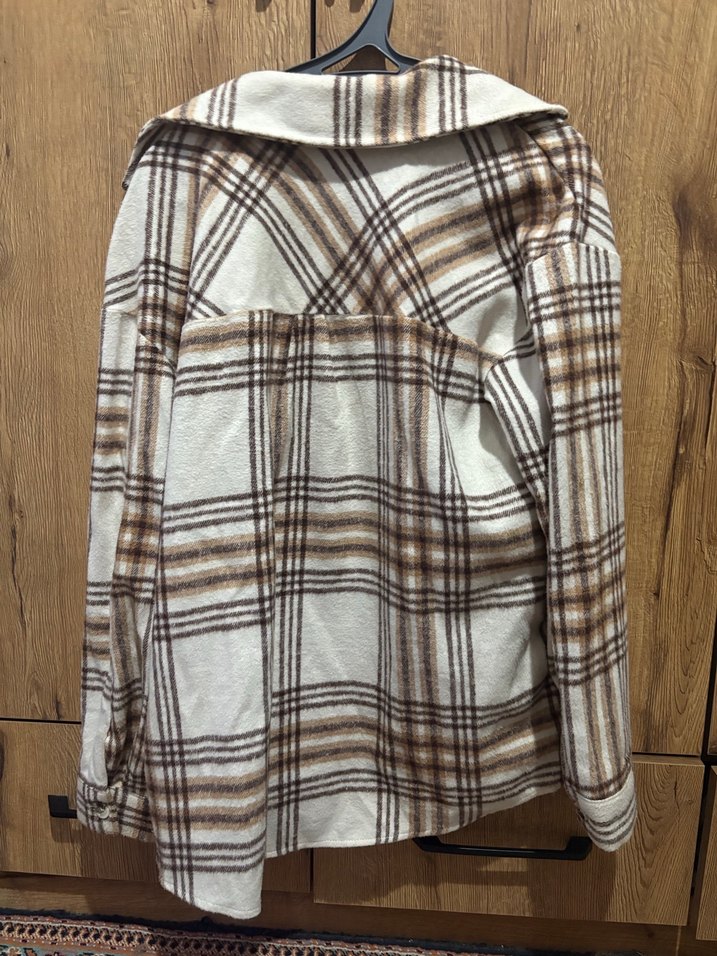 Düğmeli Kareli Uzun Kollu Kadın Gömlek - Görsel 2