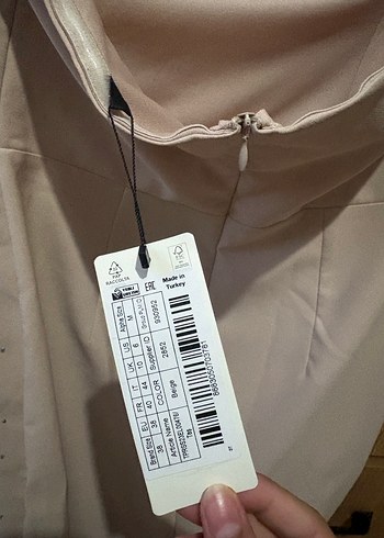 Bej Straplez Midi Elbise - Görsel 4