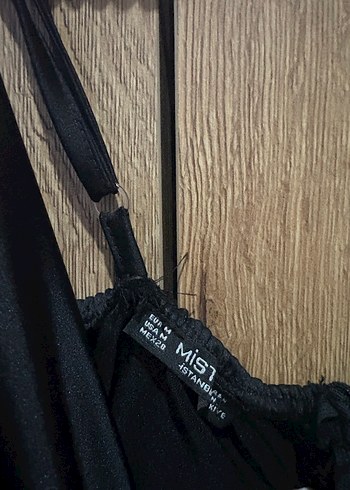 Siyah Drapeli Straplez Midi Elbise - Görsel 3