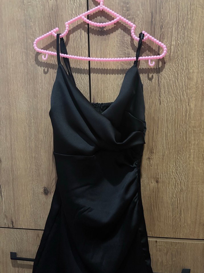 Siyah Drapeli Straplez Midi Elbise - Görsel 2