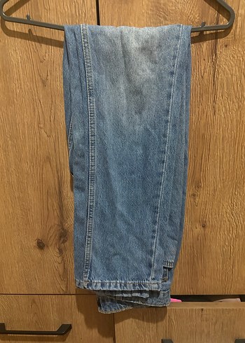 Gri Mavi Kadın Denim Midi Boy Bol Kesim Jean - Görsel 2