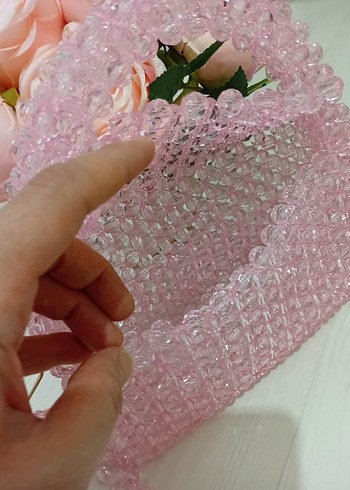 Beden Pembe Boncuklu Bohem Çiçekli Kadın Çanta