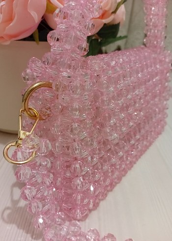 Zara Pembe Boncuklu Bohem Çiçekli Kadın Çanta