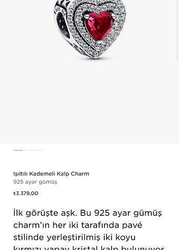 Işıltılı Kademeli Kırmızı Kalp Charm