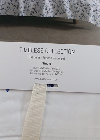 Madame Coco Tek Kişilik Baskılı pike Takımı - Beyaz Gri