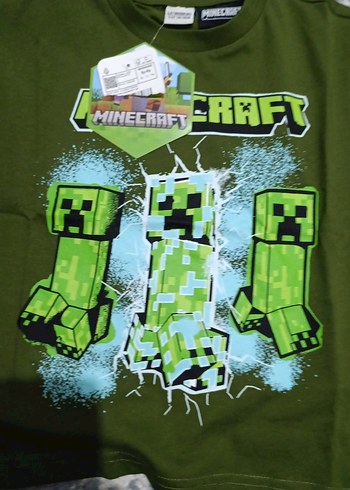 Minecraft Yeşil Aksiyon Figürlü Tişört