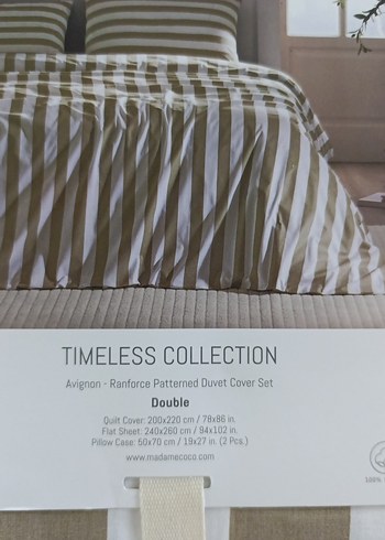 Madame Coco Khaki Çizgili Desenli Nevresim Takımı