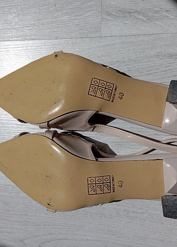 Bej Stiletto Kısa Topuklu Tokalı Kadın Ayakkabı - Görsel 4