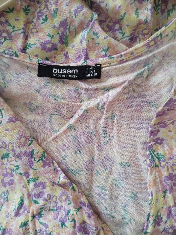 V Yaka Midi Çiçekli Elbise - Görsel 3