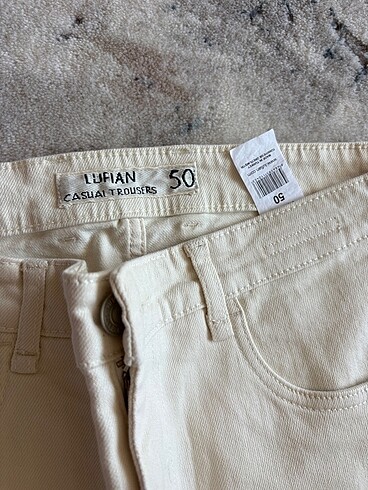 l/xl Beden krem rengi kot pantolon lufian