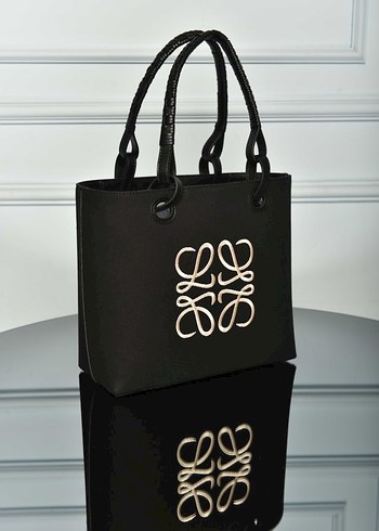  Beden LOEWE - Canvas Medium Tote Bag Taba Siyah Deri Kadın Çanta