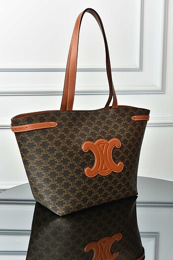 Beden kahverengi Renk CELINE - Medium Cabas Anais Cuir Triomphe in Grained Calfskin