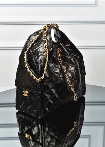 Chanel 25 Medium Handbag Zincir Detaylı Siyah Deri Kadın Çanta - Görsel 14