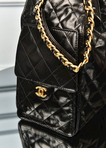 Chanel 25 Medium Handbag Zincir Detaylı Siyah Deri Kadın Çanta - Görsel 3
