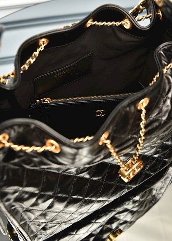 Chanel 25 Medium Handbag Zincir Detaylı Siyah Deri Kadın Çanta - Görsel 10