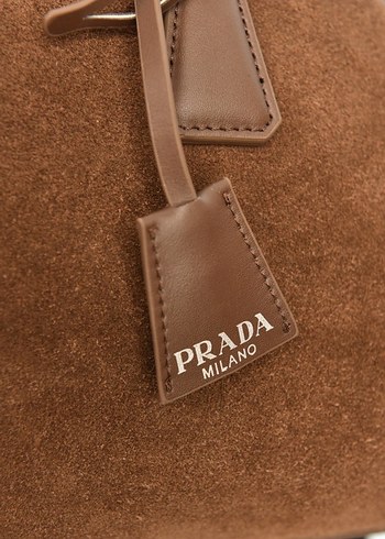 PRADA - Parada Bowling Medium Bag Bej Süet Kadın Çanta - Görsel 7