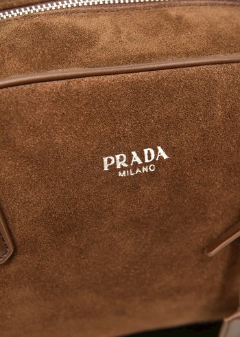 PRADA - Parada Bowling Medium Bag Bej Süet Kadın Çanta - Görsel 6