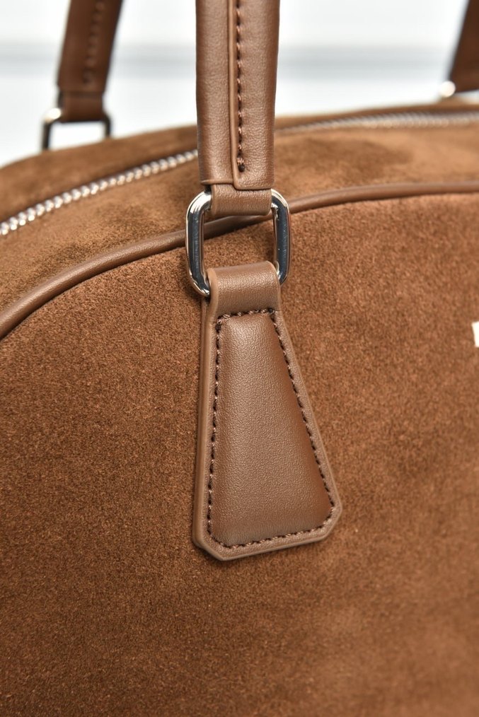 PRADA - Parada Bowling Medium Bag Bej Süet Kadın Çanta - Görsel 5