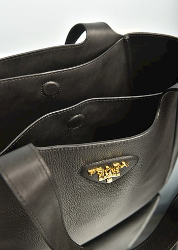 PRADA - Medium Leather Tote Bag  Siyah Deri Kadın Çanta - Görsel 14