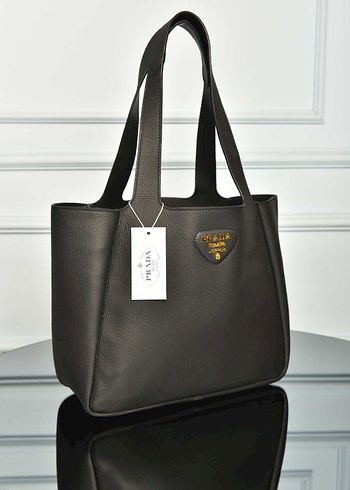 PRADA - Medium Leather Tote Bag  Siyah Deri Kadın Çanta - Görsel 8