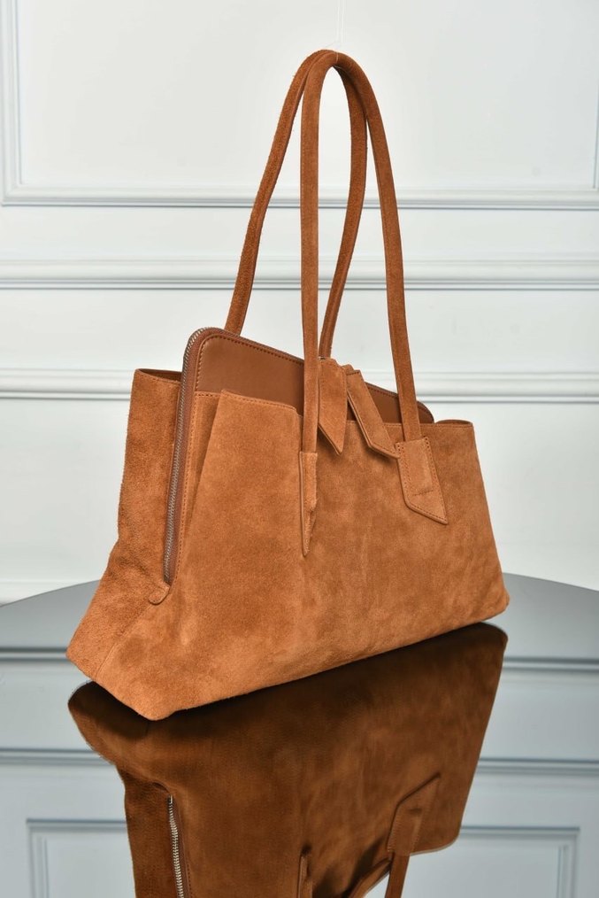 THE ATTICO - La Passeggiata Medium Women's Suede Bag Kadın Çanta - Görsel 2