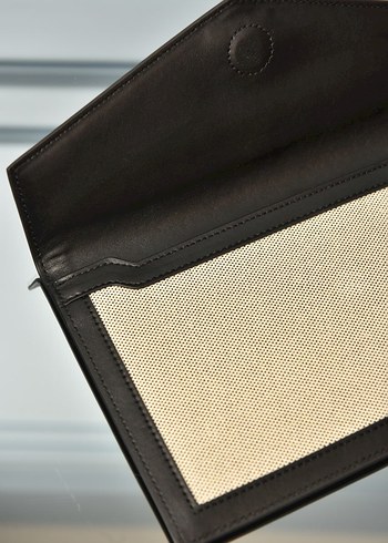 Beden camel Renk YVES SAINT LAURENT - Uptown Pouch in Canvas and Smooth Leather