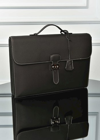 HERMES - Briefcase Klasik Siyah Erkek Evrak Çantası