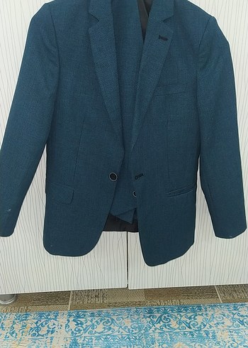 Düğmeli Koyu Mavi Erkek Takım Elbise Ceketi
