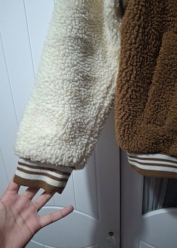 38 Beden kahverengi Renk Kahverengi Nakışlı Kadın Peluş Ceket
