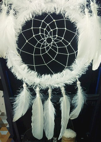 Beden beyaz Renk Beyaz Baykuş Figürlü Rüya Kapanı, Dream Catcher, Düş Kapanı