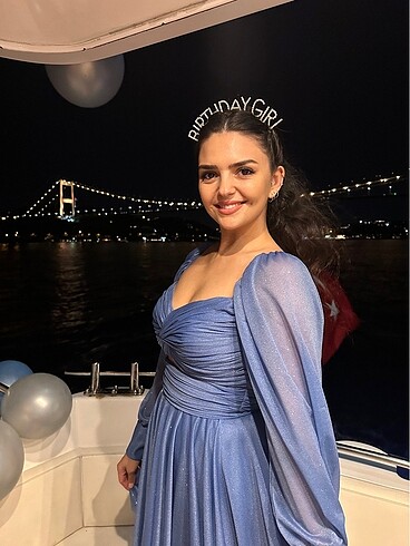 Gece mavisi mini abiye