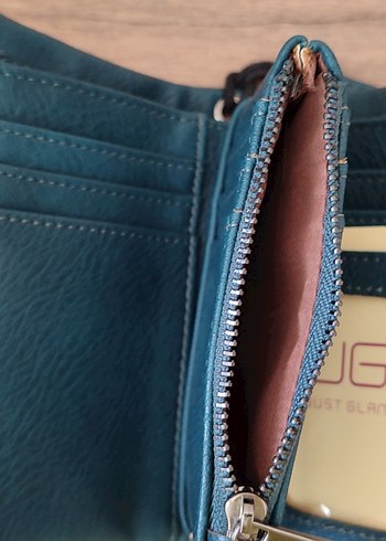 JUST GLAMOUR Tokalı Turkuaz Deri Kadın Portföy Cüzdan - Görsel 7