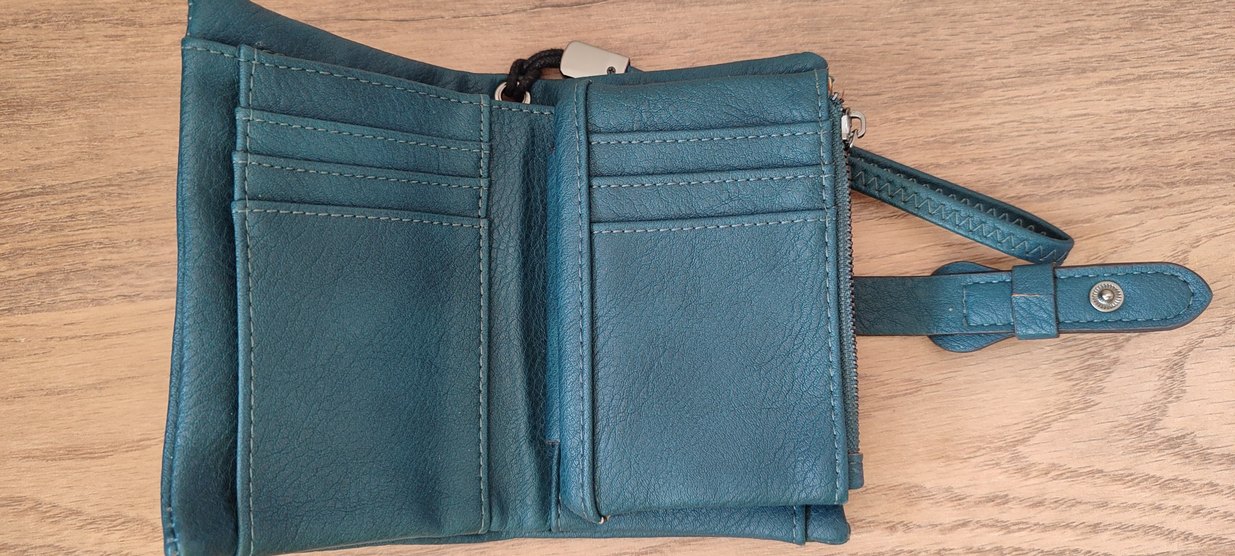 JUST GLAMOUR Tokalı Turkuaz Deri Kadın Portföy Cüzdan - Görsel 2