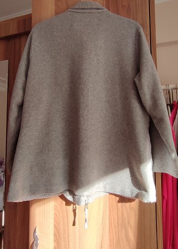 Gri Fermuarlı Kadın Polar Ceket - Görsel 3