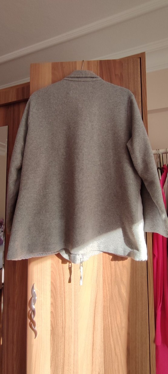 Gri Fermuarlı Kadın Polar Ceket - Görsel 3