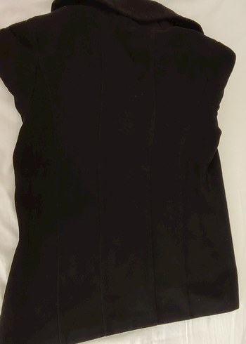 Düğmeli Siyah Midi Kaban - Görsel 6