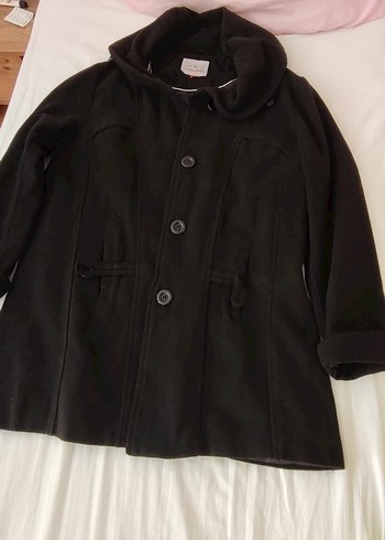 Düğmeli Siyah Midi Kaban - Görsel 4