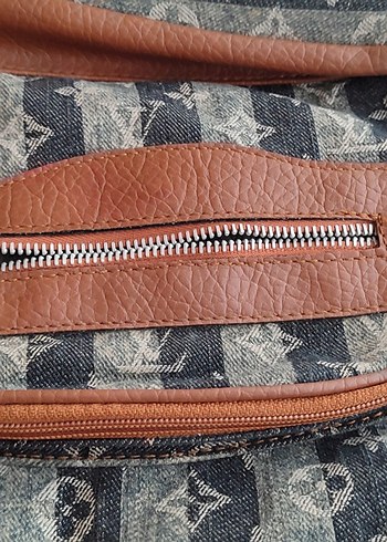 Bohem Sırt Çantası - Denim ve Kahverengi Detaylar - Görsel 3