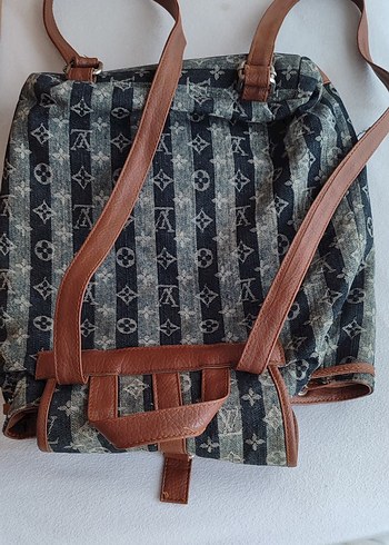 Bohem Sırt Çantası - Denim ve Kahverengi Detaylar - Görsel 2